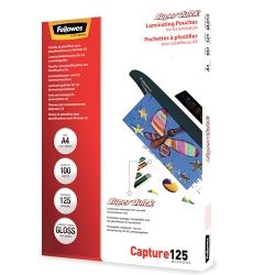 LAMINATING POUCHES FELLOWES A4 125 MICRON GLOSS PK25