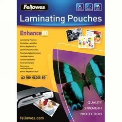 LAMINATING POUCHES FELLOWES 54X86MM 125 MICRON GLOSS PK100