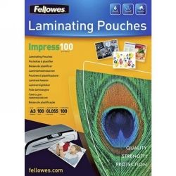 SP- LAMINATING POUCHES FELLOWES A3 100 MICRON GLOSS PK100