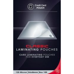 LAMINATING CARD POUCHES GBC CLASSIC 54X86 125 MICRON PK100