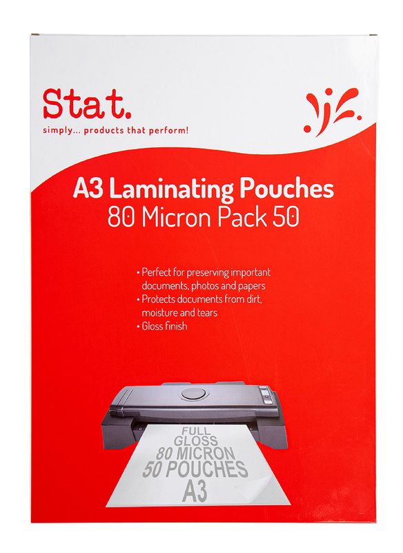 LAMINATING POUCH STAT A3 80 MICRON PK50