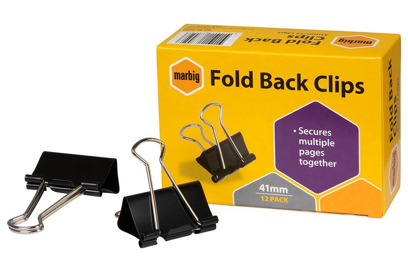 FOLDBACK CLIPS MARBIG 41MM BLACK BX12