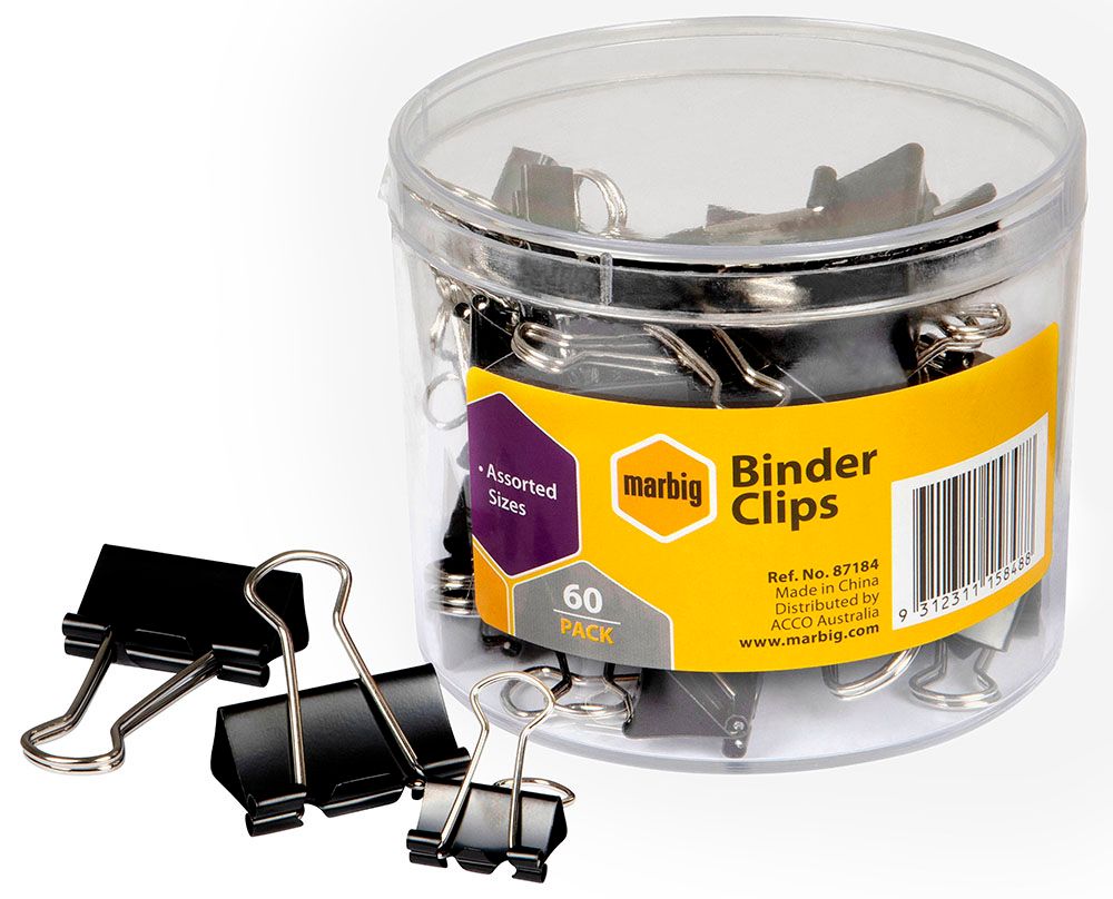 FOLDBACK CLIP MARBIG ASSORTED SIZES TUB 60