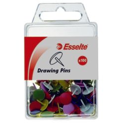 DRAWING PINS ESSELTE ASST COLOURS PK100