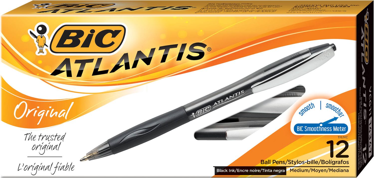 PEN BIC ATLANTIS RETRACTABLE MED BLACK BX12