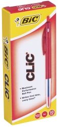 PEN BIC BP CLIC M10 MEDIUM RED BX10