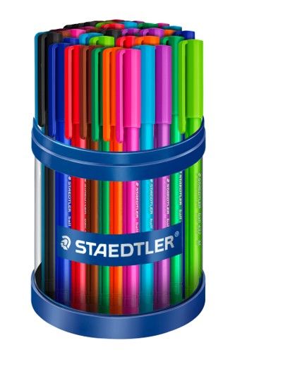 PEN STAEDTLER MEDIUM STICK 432 ICE TRIANGULAR BALLPOINT ASSORTED CUP50