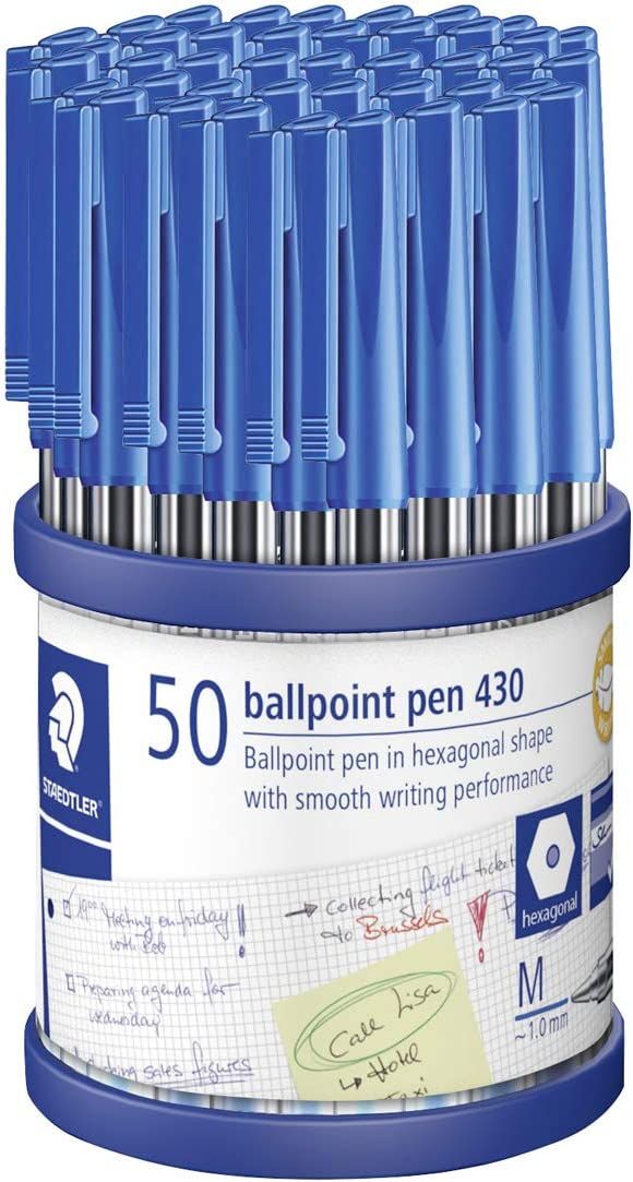 PEN STAEDTLER BP STICK 430 MED BLUE CUP50