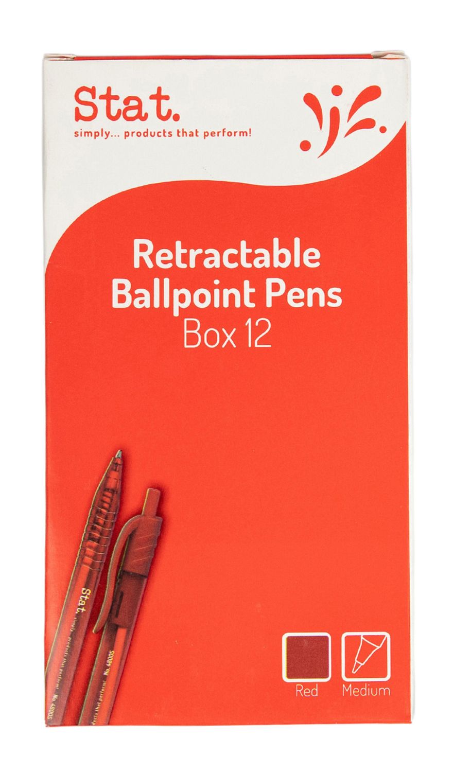 PEN STAT 1.0MM BP RETRACTABLE MEDIUM RED