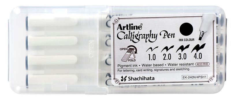 PEN CALLIGRAPHY ARTLINE 240 4 NIB SIZES BLACK HARD CASE PK4