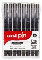 PEN UNI PIN 0.1MM - 0.8MM FINELINER BLACK WLT8
