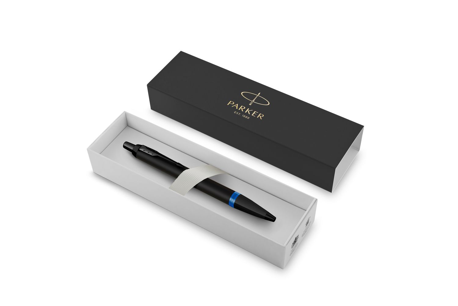PEN PARKER IM V/RING SATIN BLK LACQUER WITH MARINE BLU ACCENTS BP