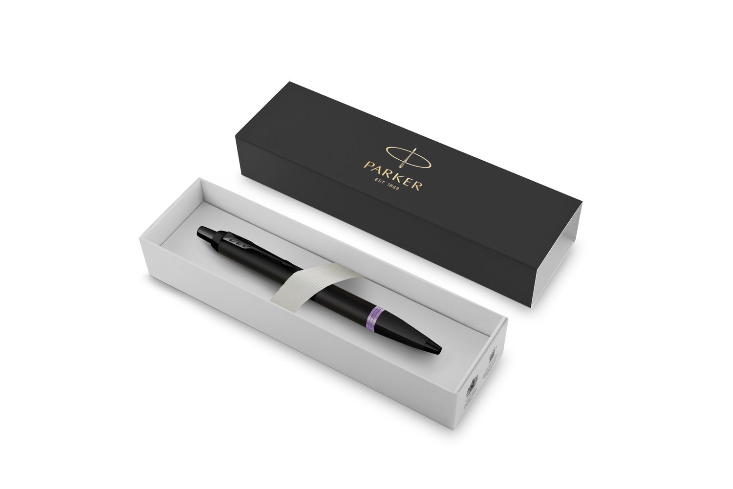 PEN PARKER IM V/RING SATIN BLK LACQUER WITH AMETHYST PURP ACCENTS BP