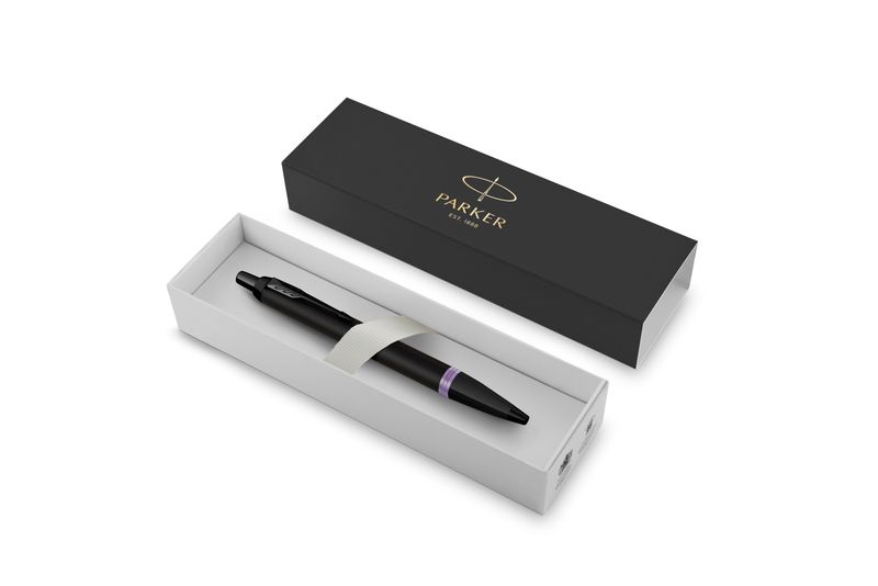 PEN PARKER IM V/RING SATIN BLK LACQUER WITH AMETHYST PURP ACCENTS BP
