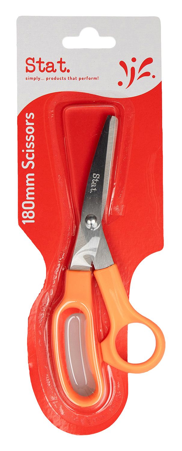 SCISSORS STAT 180MM ORANGE GRIP