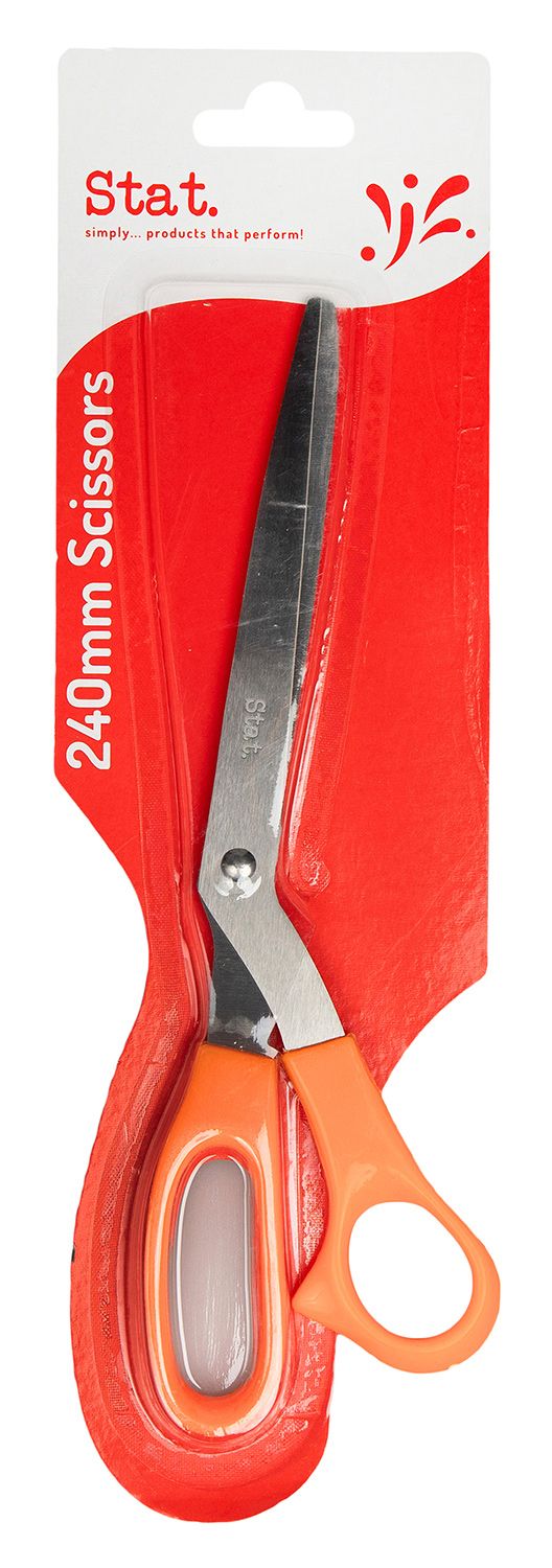 SCISSORS STAT 240MM ORANGE GRIP