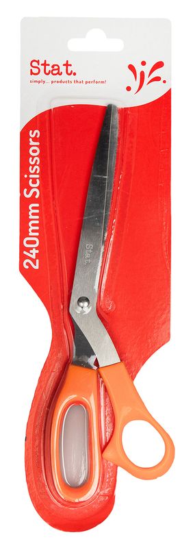 SCISSORS STAT 240MM ORANGE GRIP