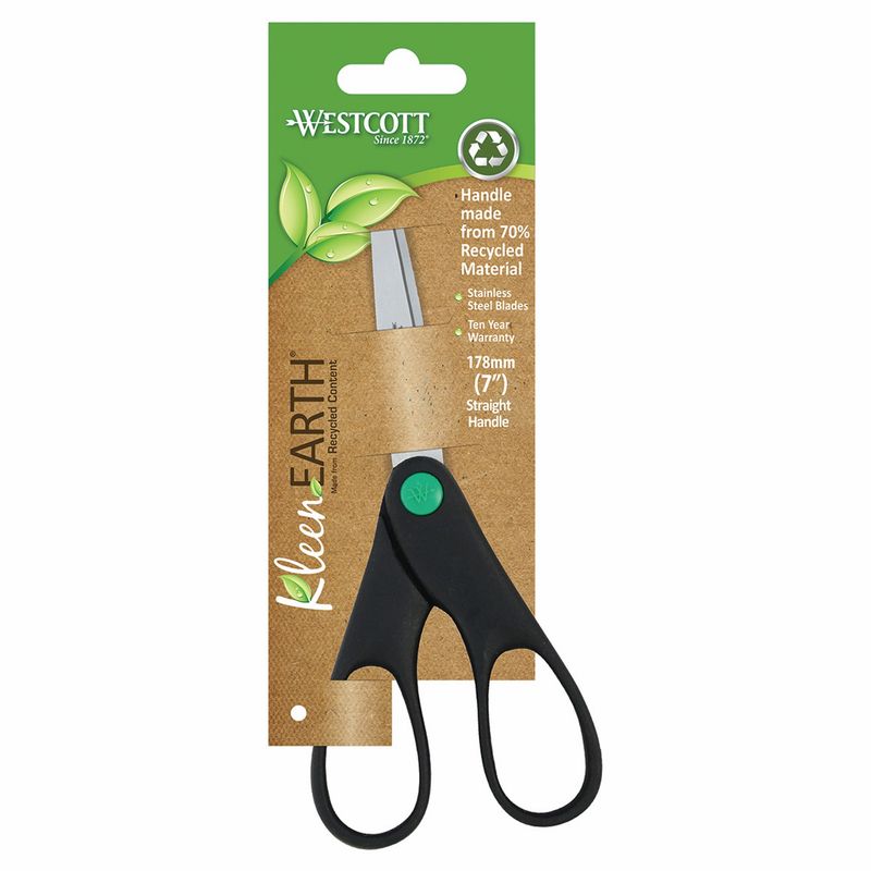 SCISSORS WESTCOTT 178MM KLEENEARTH STRAIGHT HANDLE BLACK
