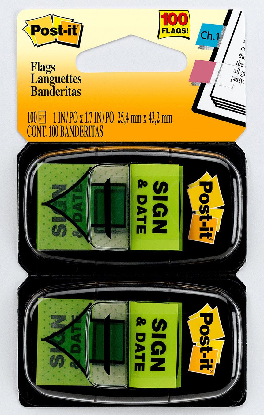 FLAGS POST-IT 680-SD2 SIGN & DATE PK100