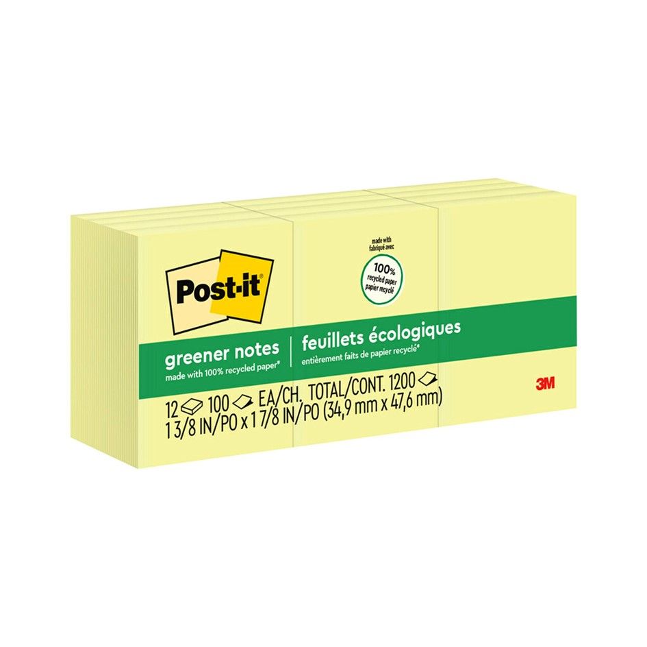 POST- IT NOTES 653-RP 36X48 RECY YELLOW PK 12