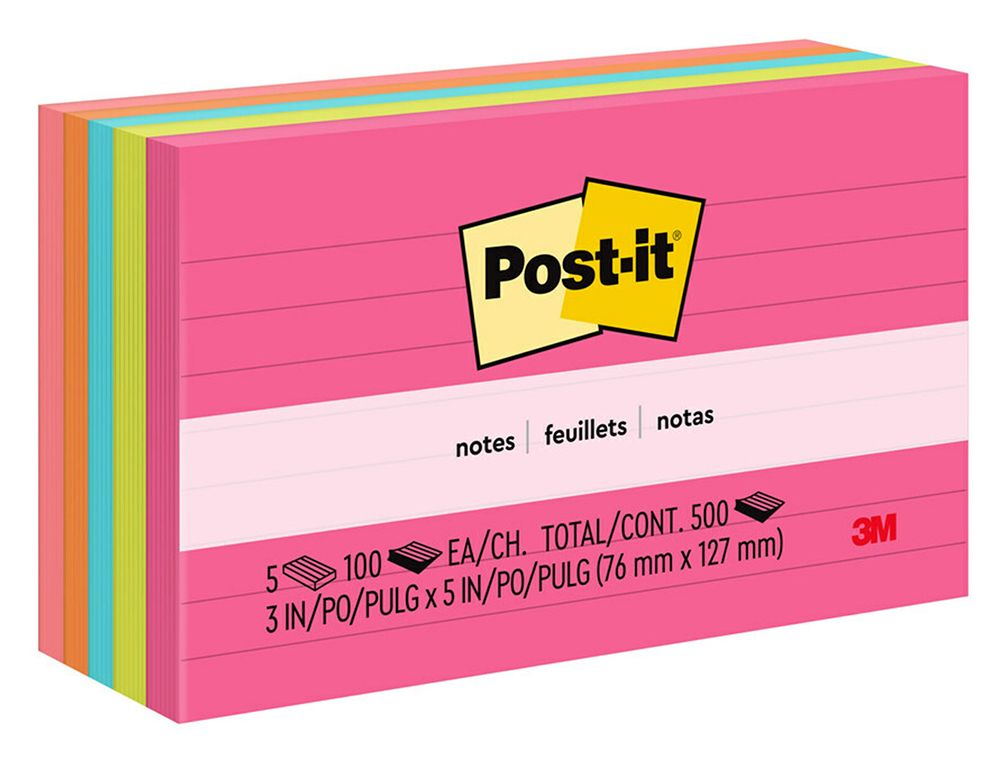 NOTES POST-IT 635-5AN 73X123 CAPETOWN LINED ASST PK 5