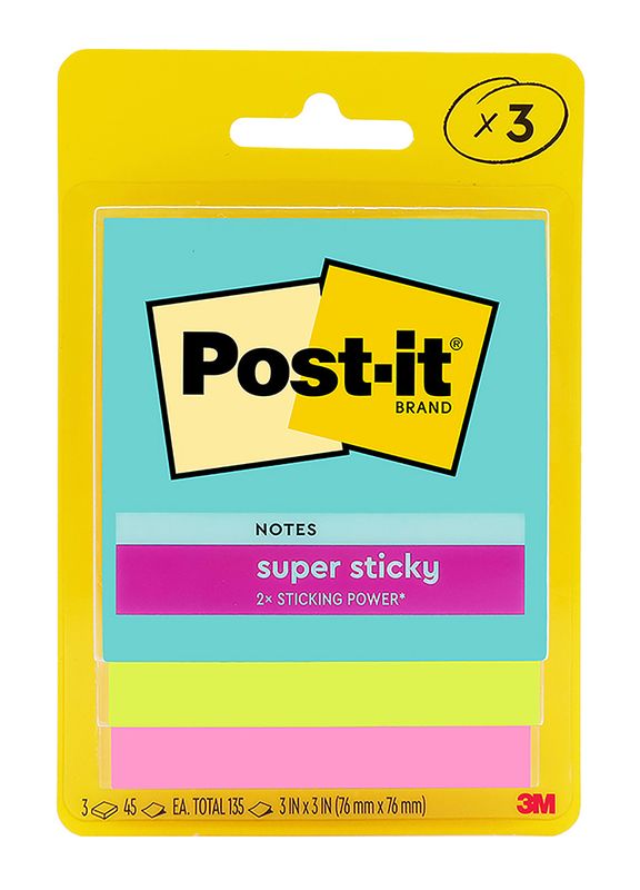 NOTES POST-IT 3321-SSMIA 76X76MM RECYCLABLE ASSORTED PK3