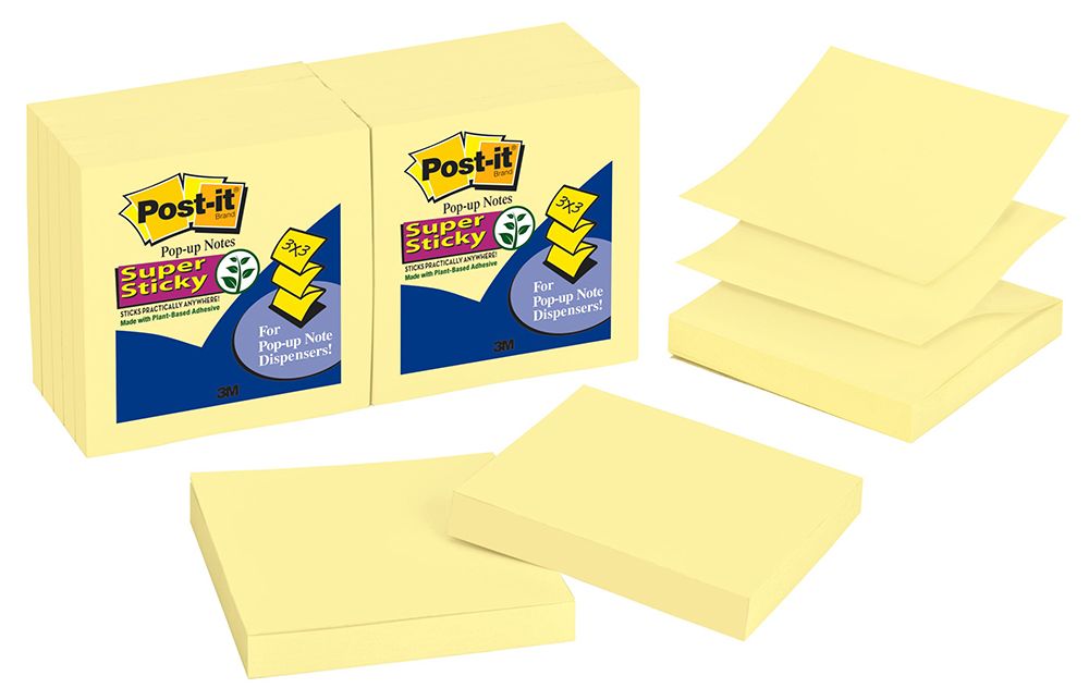 NOTES POP UP POST-IT 76X76MM R330-12SSCY SUPER STICKY CANARY YEL PK12