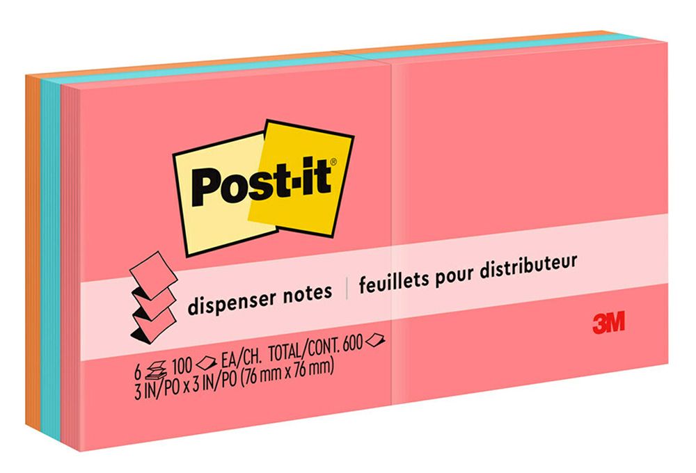 NOTES POST-IT POP UP REFILL R330AN 73X73MM ASST NEON PK6