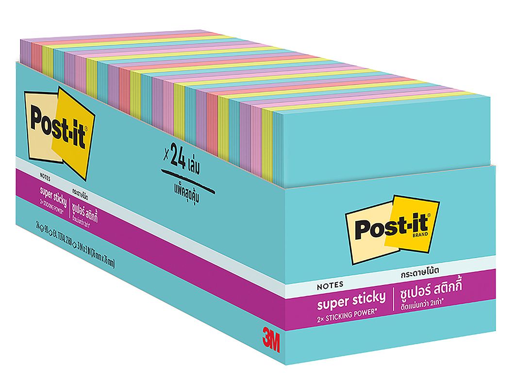 NOTES SUPER STICKY POST-IT 76X76 654-24SSMIA-CP SUPERNOVA NEONS CABINET