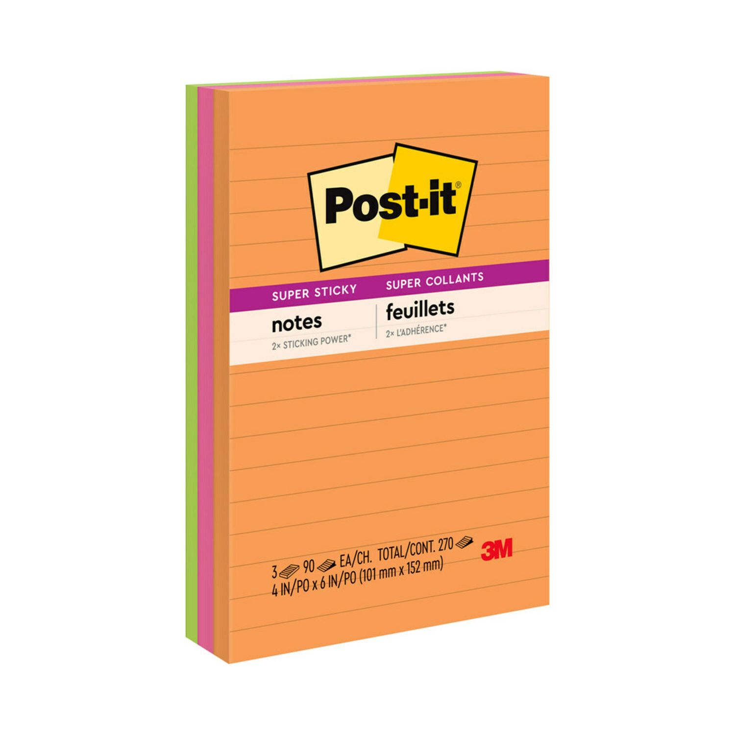 POST-IT NOTES SUPER STICKY 660-SSP-1PK 100X150 LISTING ULTRA 90 SHT