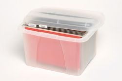PORTA BOX CRYSTALFILE 32L W/FILES CLEAR LID/BASE