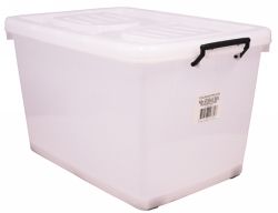 STORAGE BOX ITALPLAST 90LT WITH LID & ROLLERS