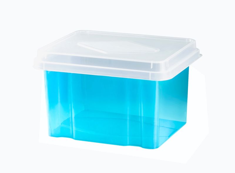 STORAGE BOX ITALPLAST 32L TINTED BLUE BASE/CLEAR LID