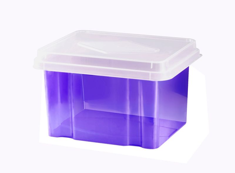 STORAGE BOX ITALPLAST 32L TINTED PURPLE BASE/CLEAR LID