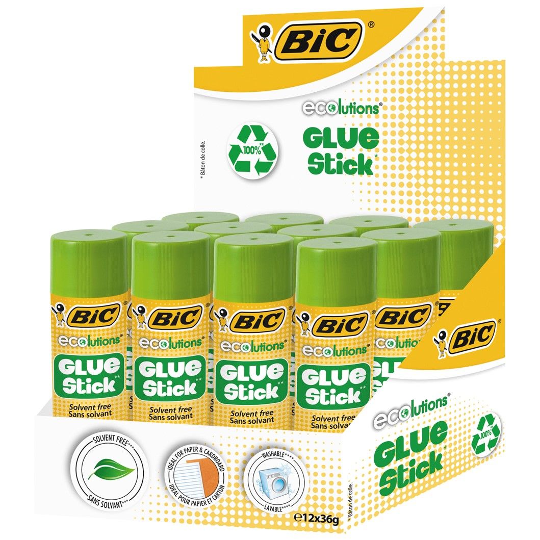 GLUE STICK BIC 36G RECYCLED ECO CLEAR