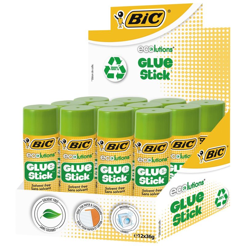 GLUE STICK BIC 36G RECYCLED ECO CLEAR
