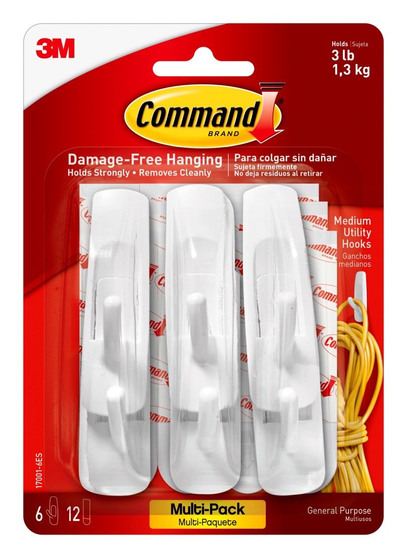 HOOKS COMMAND MEDIUM 17001VP VALUE PACK (6 HOOKS/12 STRIPS)