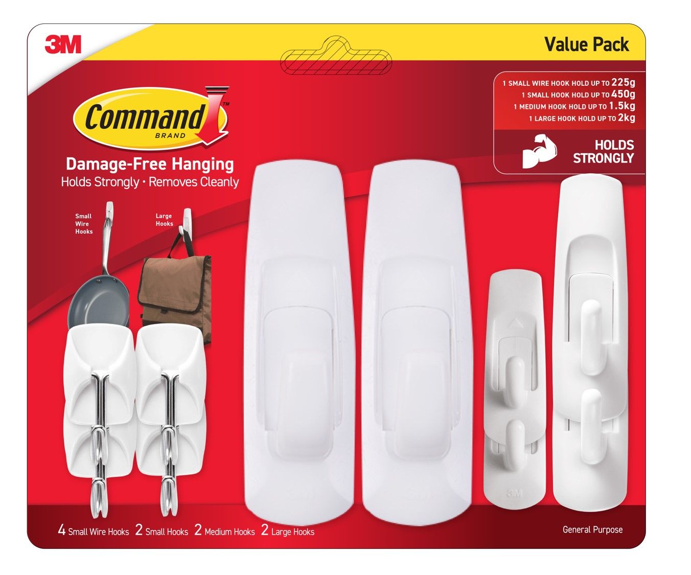 HOOK COMMAND 17013-10 ADHESIVE MIXED GPH VALUE PACK WHITE PK10 ASSORTED