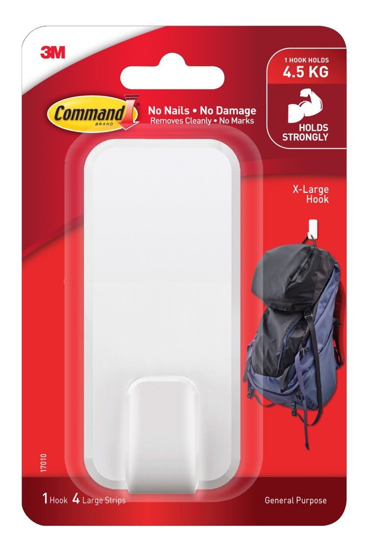 HOOK COMMAND X-LARGE 17010-ES ADHESIVE UTILITY WHITE PK1