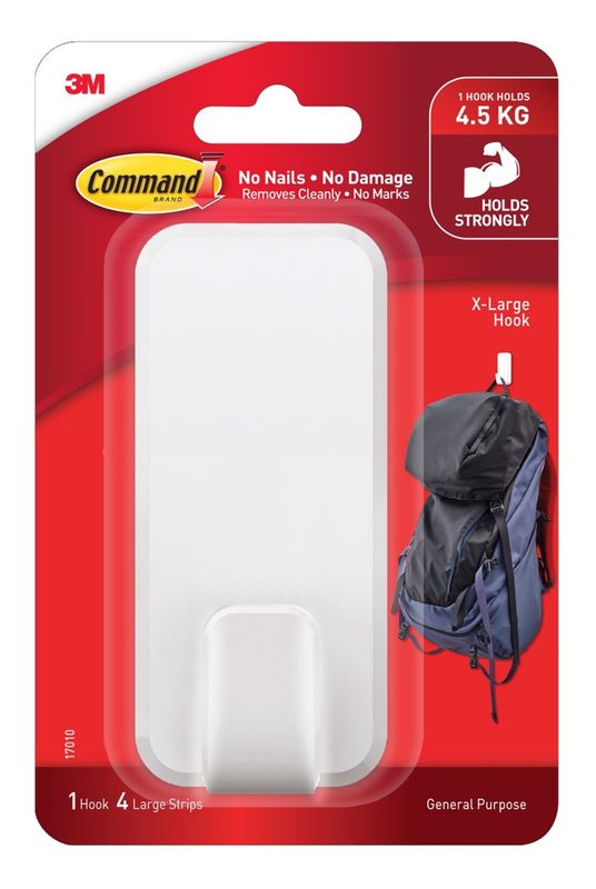 HOOK COMMAND X-LARGE 17010-ES ADHESIVE UTILITY WHITE PK1