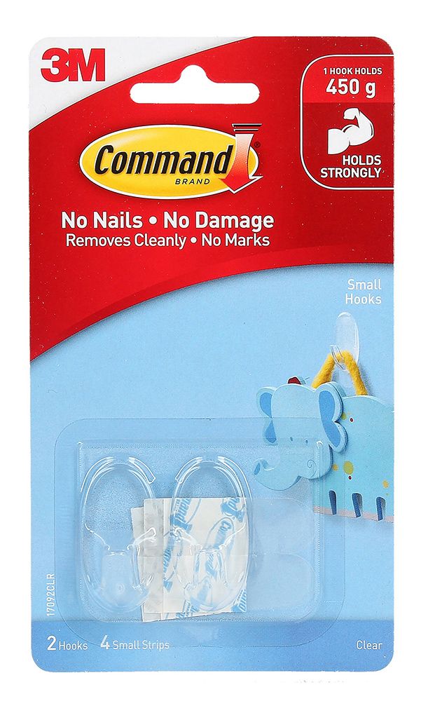 CLEAR HOOKS COMMAND SMALL ADHESIVE 17092CLR