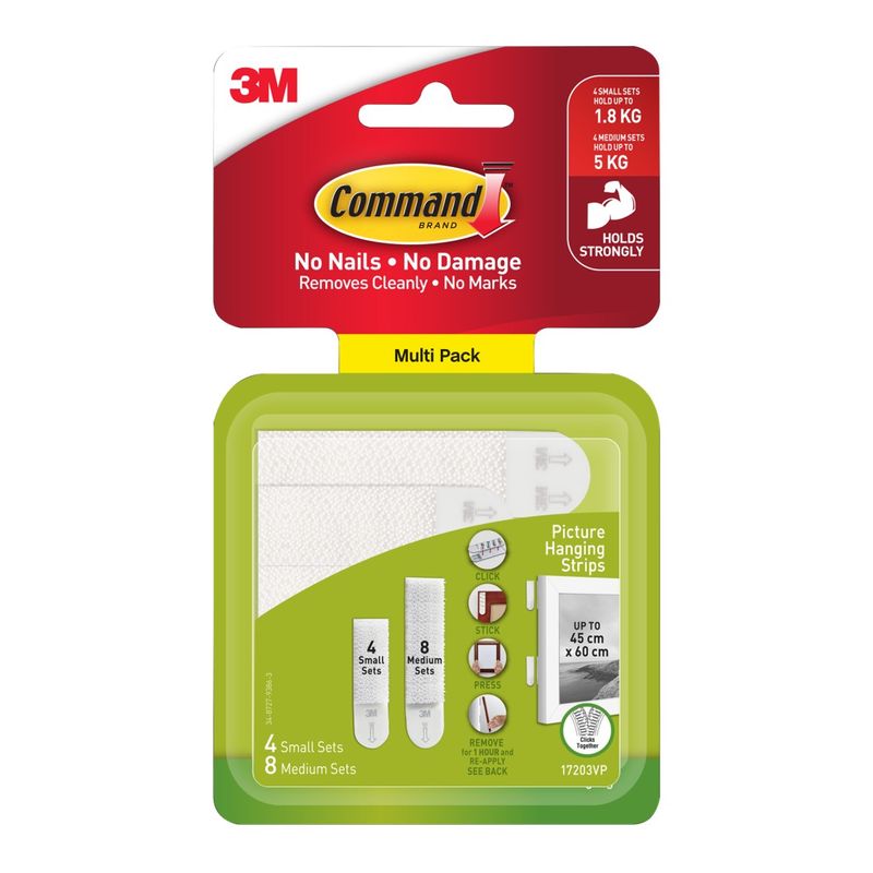 PICTURE HANGING STRIP COMMAND 4 SML 8 MED ADHESIVE 17203