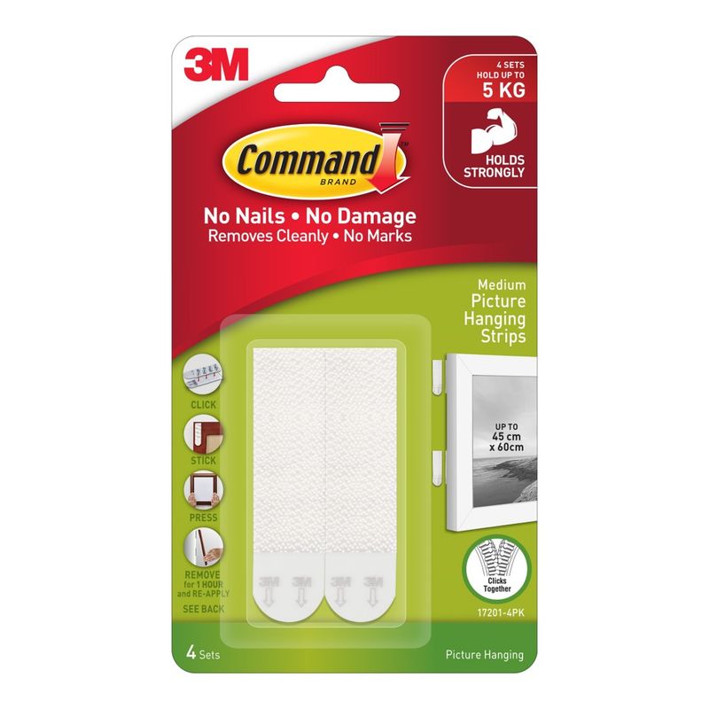 PICTURE HANGING STRIP COMMAND MEDIIUM 17201 PK4 WHITE