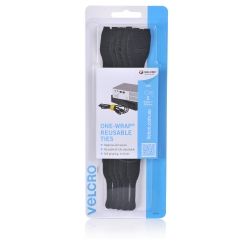 VELCRO CABLE TIES REUSABLE BLACK 25MM X 200MM PK5