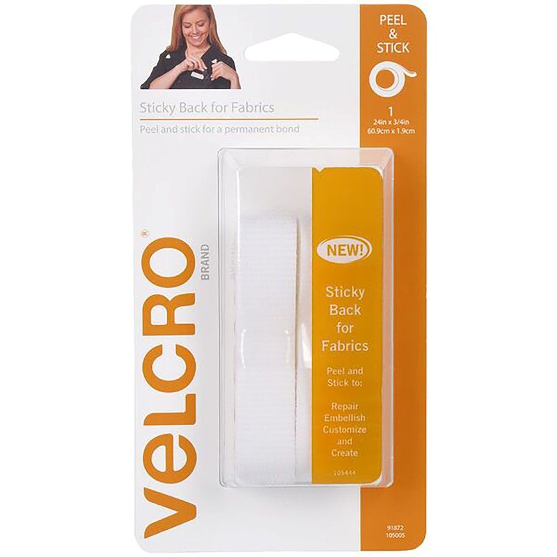 TAPE VELCRO 19MMX60CM FABRIC WHITE