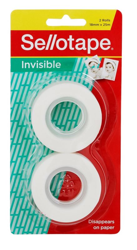 TAPE INVISIBLE SELLOTAPE REFILL 18MMX25M PK2