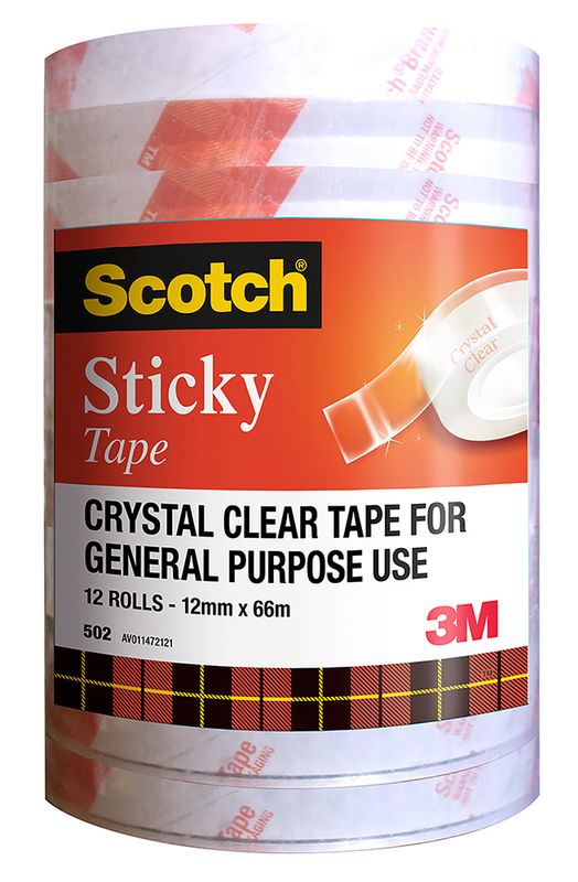 TAPE STICKY SCOTCH 502 12MMX66M BULK PK12