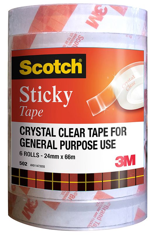 TAPE STICKY SCOTCH 502 24MMX66M BULK PK6