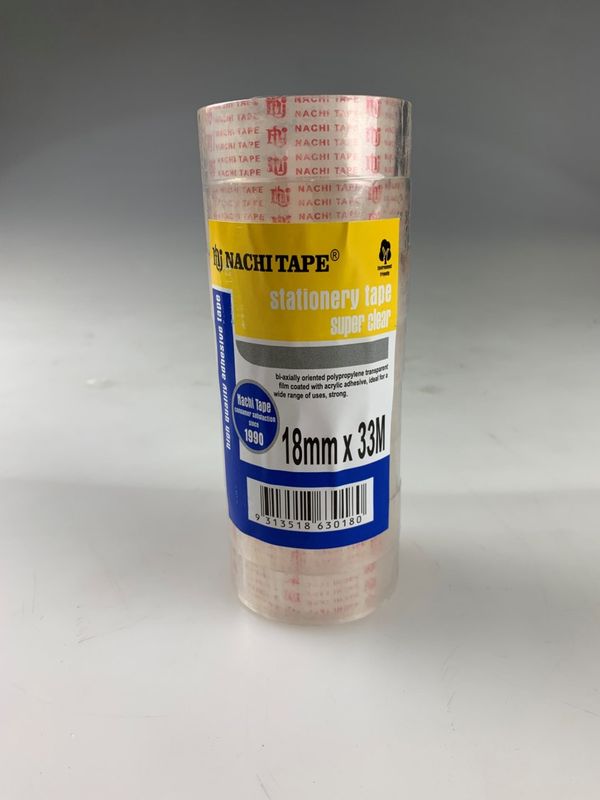 STATIONERY TAPE NACHI 18MM X 33M CRYSTAL CLEAR TOWER PK8