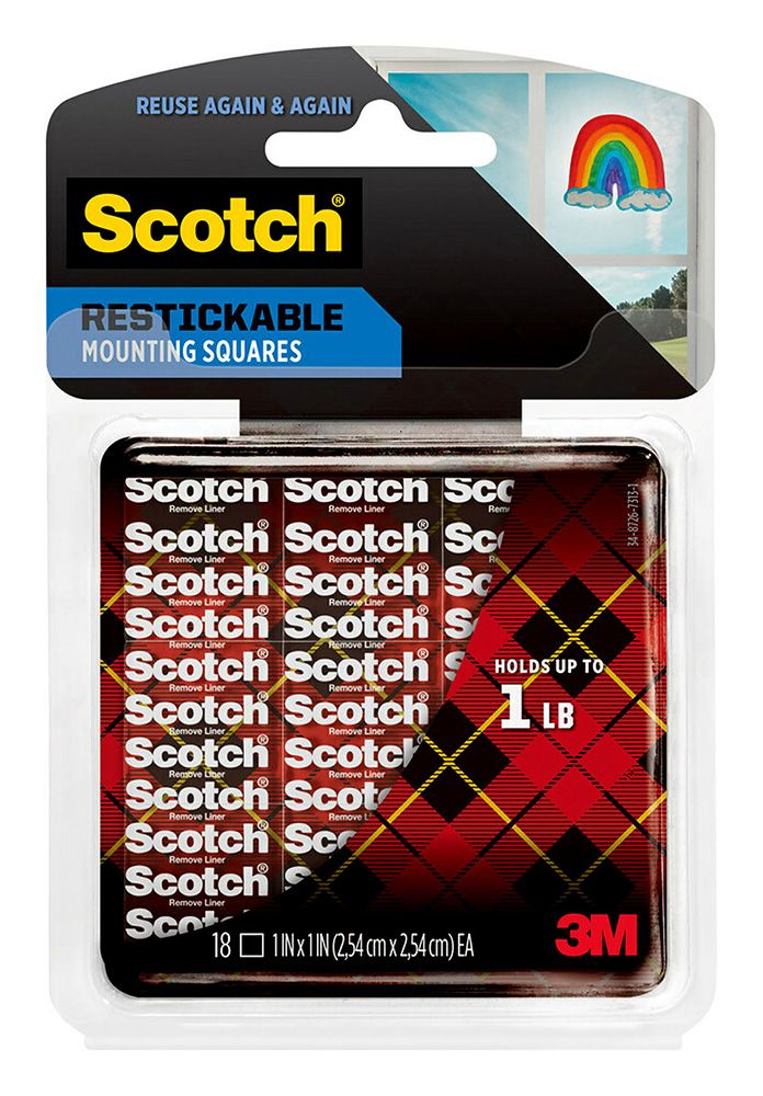 TAPE MOUNTING SCOTCH 25.4X25MM R100 REUSABLE TABS CLEAR